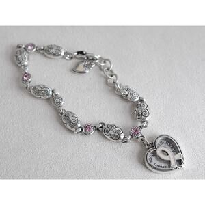 Brighton POP Power of Pink Heart Charm Bracelet Breast Cancer Awareness Retired